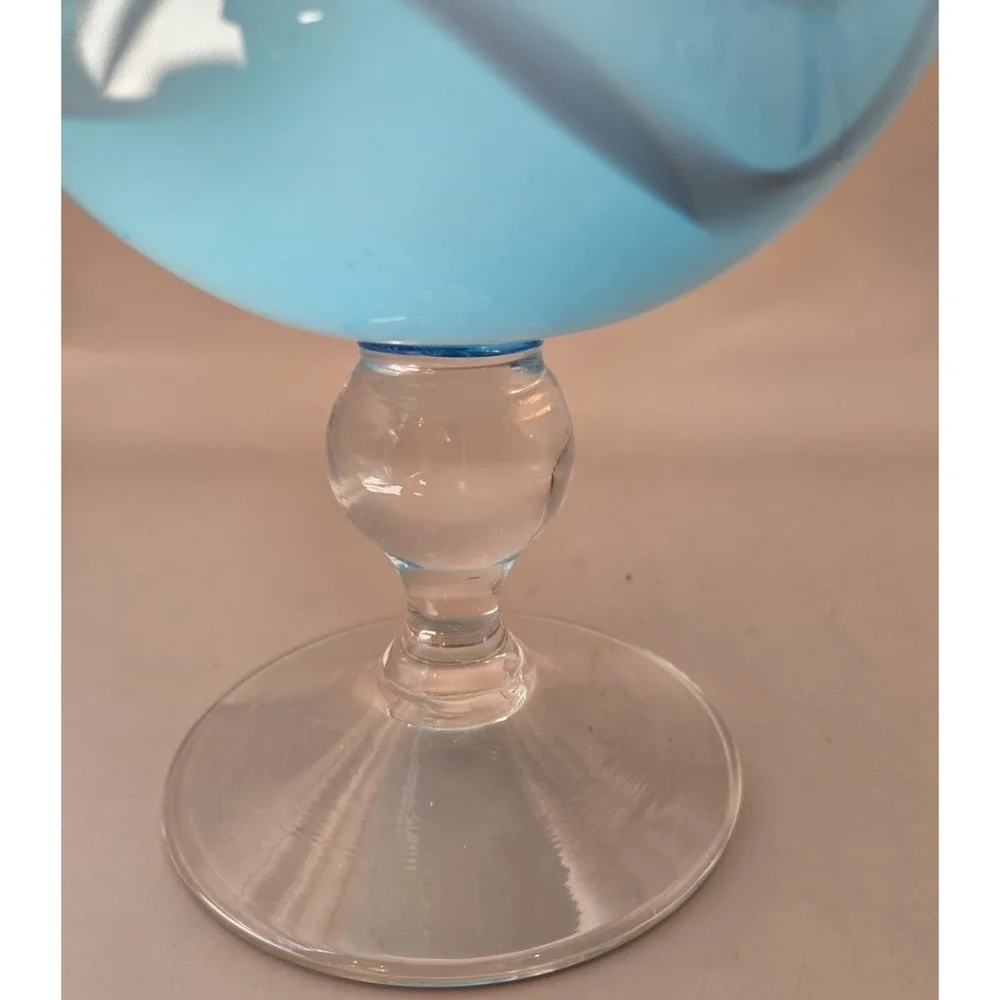 Vintage Pedestal‎ Vase Murano Fazzoletto Sky Blue Italian Hankerchief